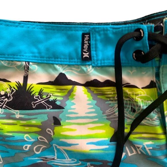 Hurley Blue & Yellow Surf Board Shorts Size 18/29 - Picture 3 of 11